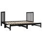 vidaXL Sofá cama extraíble madera maciza de pino negro 2x(90x190) cm