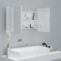 vidaXL Armario espejo de baño LED acrílico blanco brillo 80x12x45 cm