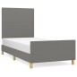 vidaXL Estructura de cama con cabecero de tela gris oscuro 90x190 cm vidaXL Estructura de cama con cabecero de tela gris oscuro 90x190 cm