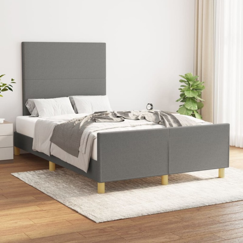 vidaXL Estructura de cama con cabecero de tela gris oscuro 120x200 cm vidaXL Estructura de cama con cabecero de tela gris oscuro 120x200 cm