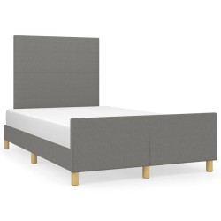 vidaXL Estructura de cama con cabecero de tela gris oscuro 120x200 cm
