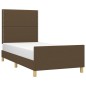 vidaXL Estructura de cama con cabecero de tela marrón oscuro 90x190 cm