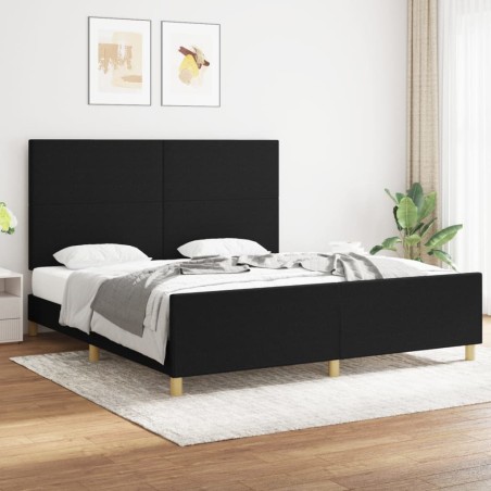 vidaXL Estructura de cama con cabecero de tela negro 180x200 cm