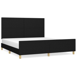 vidaXL Estructura de cama con cabecero de tela negro 180x200 cm