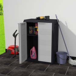 vidaXL Armario de jardín con 1 estante color negro y gris