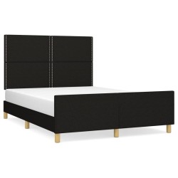 vidaXL Estructura de cama con cabecero de tela negro 140x190 cm