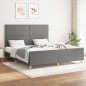 vidaXL Estructura de cama con cabecero tela gris oscuro 160x200 cm