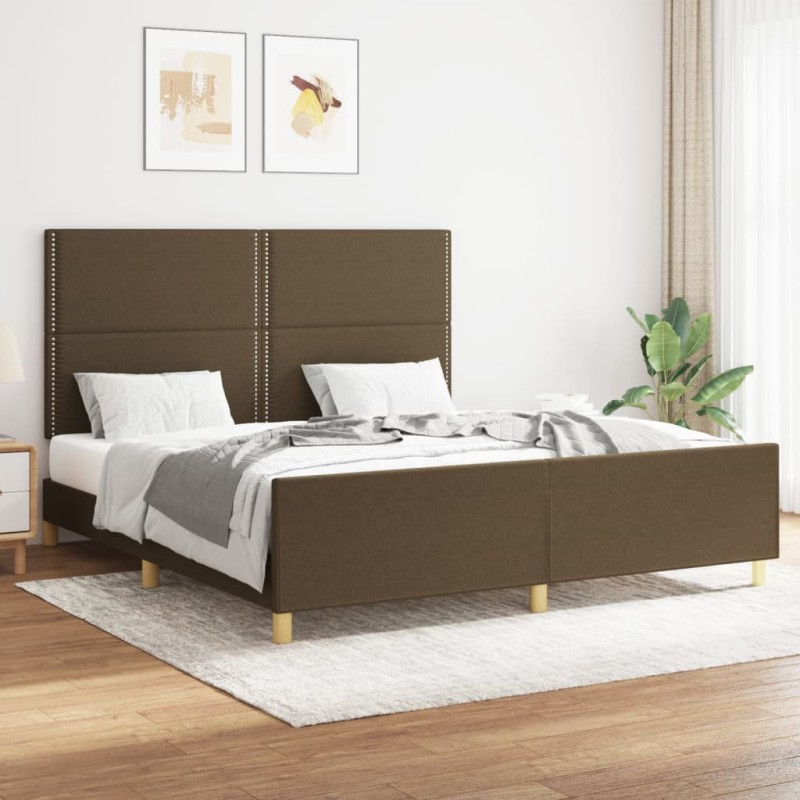 vidaXL Estructura de cama con cabecero de tela marrón 160x200 cm vidaXL Estructura de cama con cabecero de tela marrón 160x200 cm