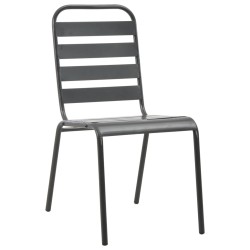 vidaXL Sillas de jardín 4 uds diseño de listones acero gris oscuro