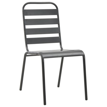 vidaXL Sillas de jardín 4 uds diseño de listones acero gris oscuro
