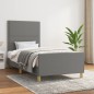 vidaXL Estructura de cama con cabecero de tela gris oscuro 90x200 cm
