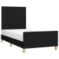 vidaXL Estructura de cama con cabecero de tela negro 90x190 cm vidaXL Estructura de cama con cabecero de tela negro 90x190 cm