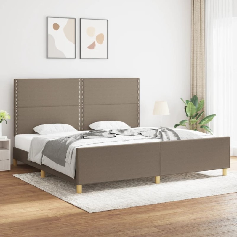 vidaXL Estructura de cama con cabecero de tela gris taupe 200x200 cm vidaXL Estructura de cama con cabecero de tela gris taupe 200x200 cm