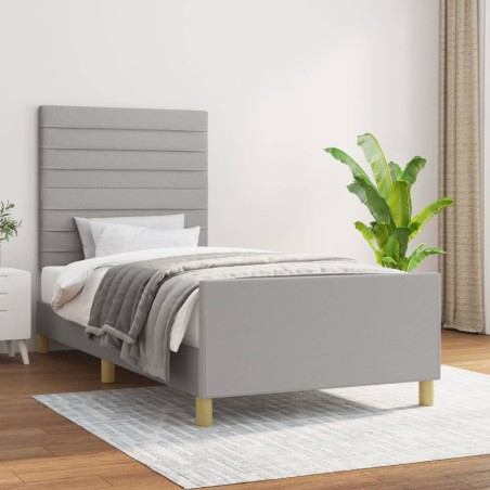 vidaXL Estructura de cama con cabecero de tela gris claro 80x200 cm