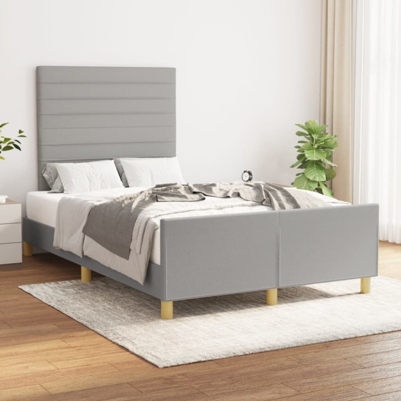 vidaXL Estructura de cama con cabecero de tela gris claro 120x200 cm