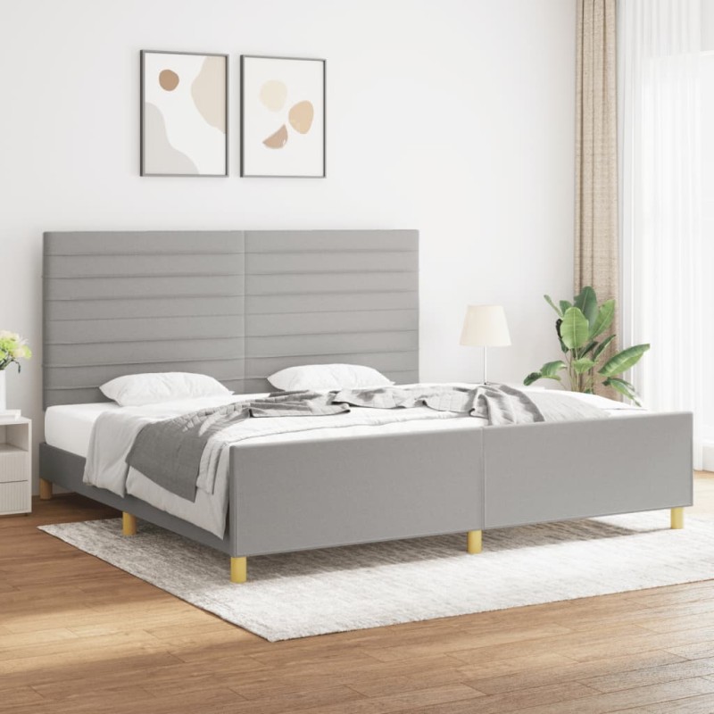 vidaXL Estructura de cama con cabecero de tela gris claro 200x200 cm