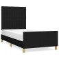 vidaXL Estructura de cama con cabecero de tela negro 90x190 cm vidaXL Estructura de cama con cabecero de tela negro 90x190 cm