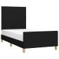 vidaXL Estructura de cama con cabecero de tela negro 90x190 cm vidaXL Estructura de cama con cabecero de tela negro 90x190 cm