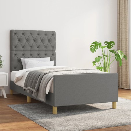 vidaXL Estructura de cama con cabecero de tela gris oscuro 80x200 cm