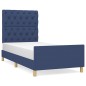 vidaXL Estructura de cama con cabecero de tela azul 80x200 cm vidaXL Estructura de cama con cabecero de tela azul 80x200 cm