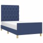vidaXL Estructura de cama con cabecero de tela azul 80x200 cm vidaXL Estructura de cama con cabecero de tela azul 80x200 cm