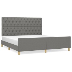 vidaXL Estructura de cama con cabecero tela gris oscuro 160x200 cm