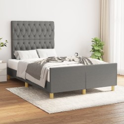 vidaXL Estructura de cama con cabecero de tela gris oscuro 120x200 cm
