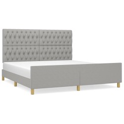 vidaXL Estructura de cama con cabecero gris claro tela 180x200 cm