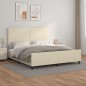 vidaXL Estructura de cama con cabecero cuero sintético crema 180x200cm