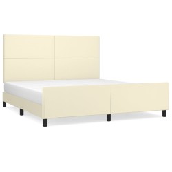 vidaXL Estructura de cama con cabecero cuero sintético crema 180x200cm