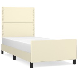 vidaXL Estructura de cama con cabecero cuero sintético crema 80x200 cm