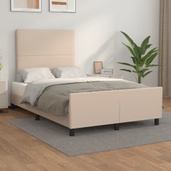 vidaXL Estructura de cama cabecero cuero sintético capuchino 120x200cm
