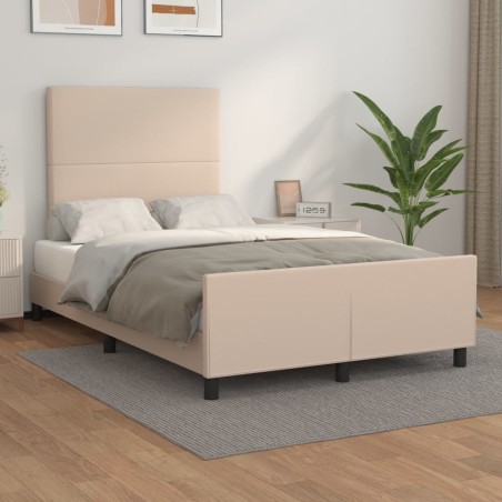 vidaXL Estructura de cama cabecero cuero sintético capuchino 120x200cm