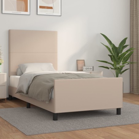 vidaXL Estructura de cama cabecero cuero sintético capuchino 100x200cm