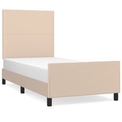 vidaXL Estructura de cama cabecero cuero sintético capuchino 100x200cm