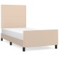 vidaXL Estructura de cama cabecero cuero sintético capuchino 100x200cm vidaXL Estructura de cama cabecero cuero sintético capuchino 100x200cm