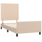 vidaXL Estructura de cama cabecero cuero sintético capuchino 100x200cm vidaXL Estructura de cama cabecero cuero sintético capuchino 100x200cm