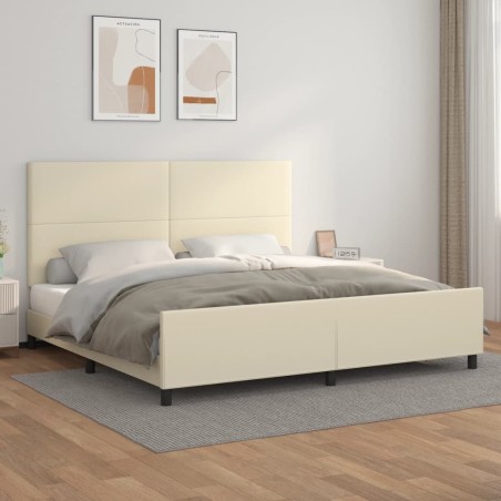 vidaXL Estructura de cama con cabecero cuero sintético crema 200x200cm