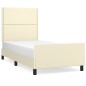 vidaXL Estructura de cama con cabecero cuero sintético crema 90x190 cm