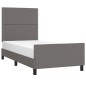 vidaXL Estructura de cama con cabecero cuero sintético gris 90x200 cm vidaXL Estructura de cama con cabecero cuero sintético gris 90x200 cm