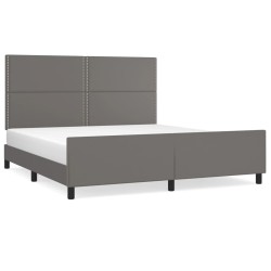 vidaXL Estructura de cama con cabecero cuero sintético gris 160x200cm