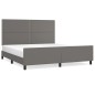 vidaXL Estructura de cama con cabecero cuero sintético gris 160x200cm vidaXL Estructura de cama con cabecero cuero sintético gris 160x200cm