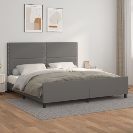 vidaXL Estructura de cama con cabecero cuero sintético gris 200x200 cm