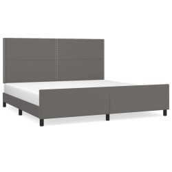 vidaXL Estructura de cama con cabecero cuero sintético gris 200x200 cm