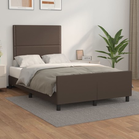 vidaXL Estructura de cama cabecero cuero sintético marrón 120x200 cm