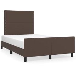 vidaXL Estructura de cama cabecero cuero sintético marrón 120x200 cm