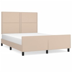 vidaXL Estructura de cama cabecero cuero sintético capuchino 140x200cm