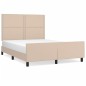 vidaXL Estructura de cama cabecero cuero sintético capuchino 140x200cm