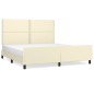 vidaXL Estructura de cama con cabecero cuero sintético crema 160x200cm vidaXL Estructura de cama con cabecero cuero sintético crema 160x200cm