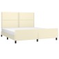 vidaXL Estructura de cama con cabecero cuero sintético crema 160x200cm vidaXL Estructura de cama con cabecero cuero sintético crema 160x200cm